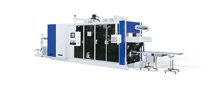 FLD Pressure and vacuum thermoforming machine with steel rule die cutting